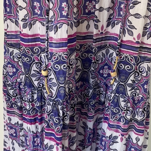 True Destinations 100% Cotton Boho pink and Purple Pattern Maxi Dress Size Large - Picture 5 of 9